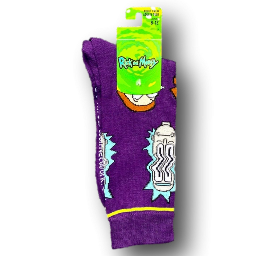 3/$20 Rick & Morty Adult Swim Cartoon Funny Novelty Crew Socks - Brand New